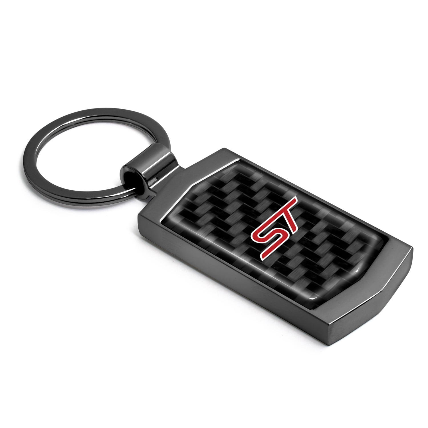 iPick Image for Ford ST Real Black Carbon Fiber Gunmetal Metal Case Key Chain, Official Licensed