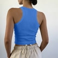 thumbnail image 4 of JULMCOMO Ribbed Knit Tank Tops for Women Crew Neck Solid Casual Summer Cropped Tank Tops Slim Fit Sleeveless Trendy Comfy Shirts Royal Blue M, 4 of 4