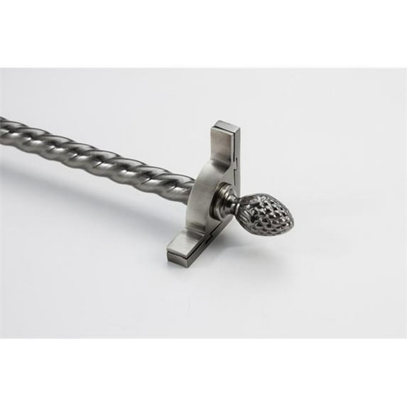 Zoroufy 01731-03796 72 inch Dynasty Roped Tubular Stair Rod Set with Smooth Brackets Pineapple Finials in Antique Pewter