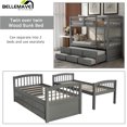 thumbnail image 6 of Trundle Bunk Bed Twin over Twin, Twin Bunk Beds with Trundle Bed, Bunk Bed with Storage Drawers, Wood Bunk Bed with Ladder, Guardrail, Convertible Into 2 Platform Beds, Espresso, 6 of 12