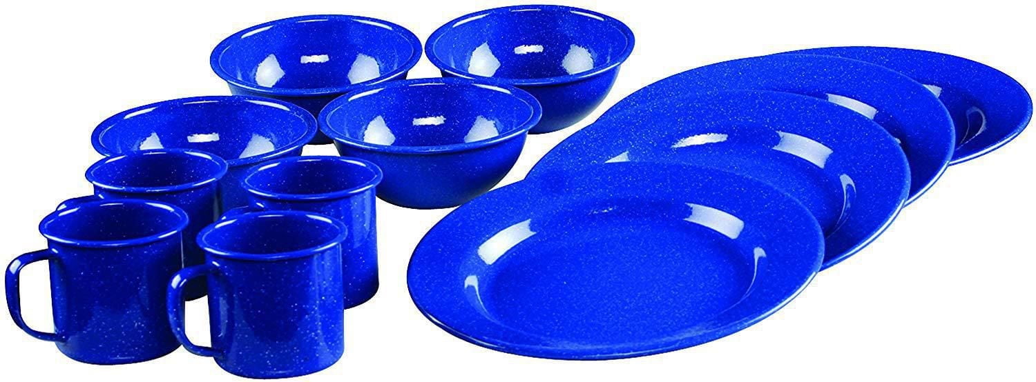 Coleman Enamel Dinnerware, 12-Piece Set, Blue