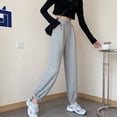 thumbnail image 4 of Pantalón deportivo gris para mujer, artículo de otoño, forro de lana informal negro, pantalón deportivo de primavera., 4 of 5