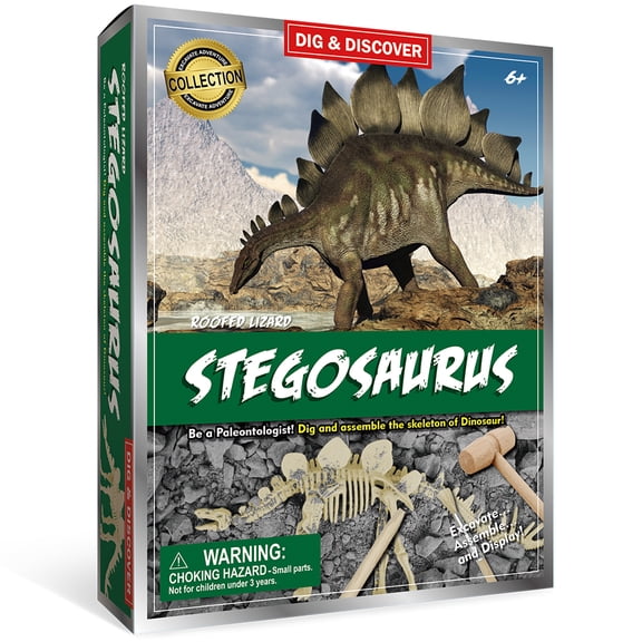 Piano Potato Stegosaurus Skeleton Excavation Kit for Kids, STEM Archaeology Toy to Dig & Assemble "Roofed Lizard" Dinosaur Model, Educational Gift for Boys & Girls Ages 6 