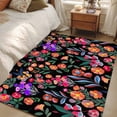 thumbnail image 4 of Watercolor Flowers Area Rugs 4'x6', Washable Small Throw Rugs for Office Bathroom, Retro Spring Floral Botanical Leaves Black Indoor Outdoor Rug Non-Slip Low Pile Carpet Runner Reversible Floor Mats, 4 of 8