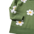 thumbnail image 5 of Bobifish Big Girls Olive Green Crew Neck Sweater White Daisy All-Over Print Long Sleeve Sweater Soft Lightweight Knitted Cute Casual Daily Kids Pullover Top, 5 of 7