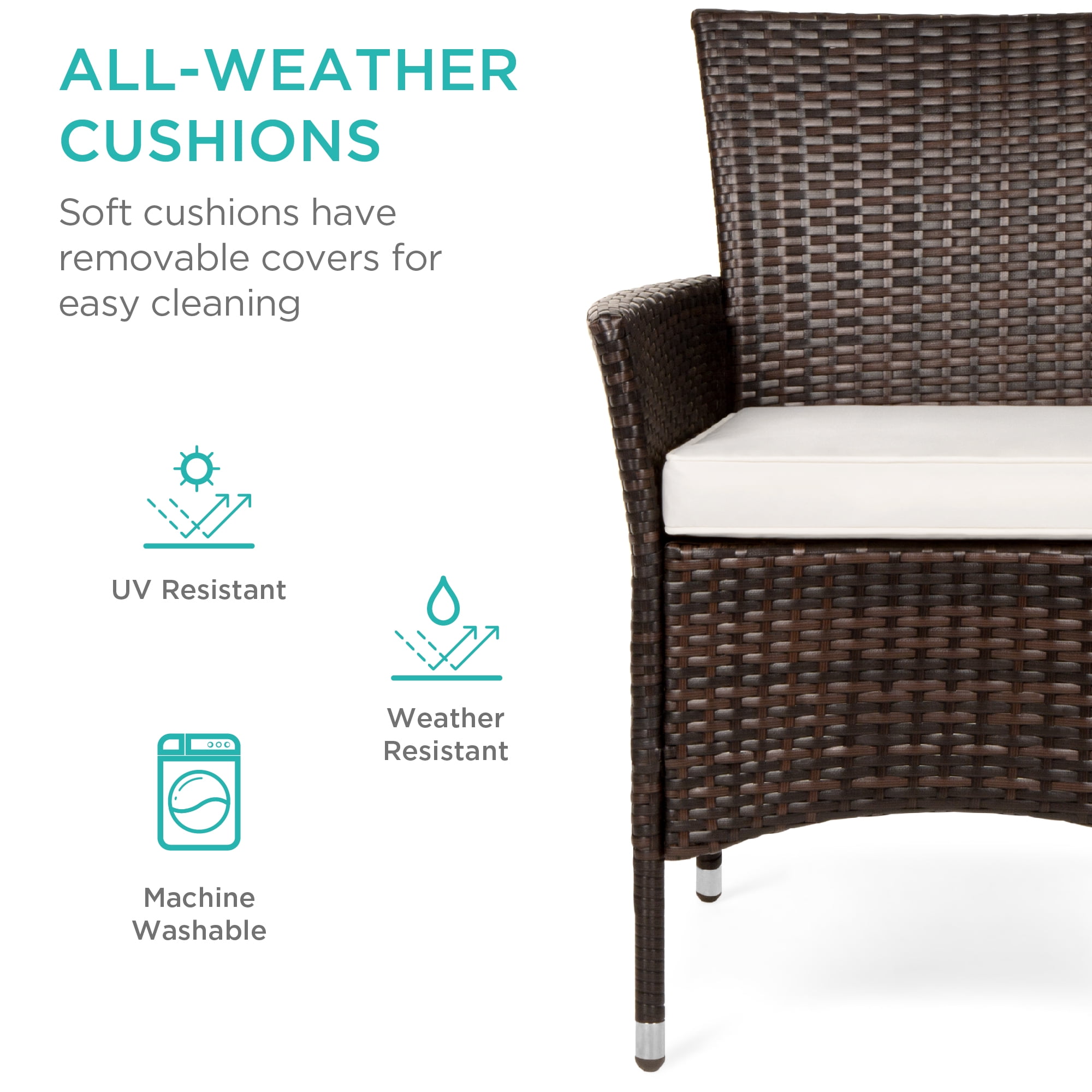 Best Choice Products 5-Piece Indoor Outdoor Wicker Patio Dining Table Furniture Set w/ Umbrella Cutout, 4 Chairs - Cream