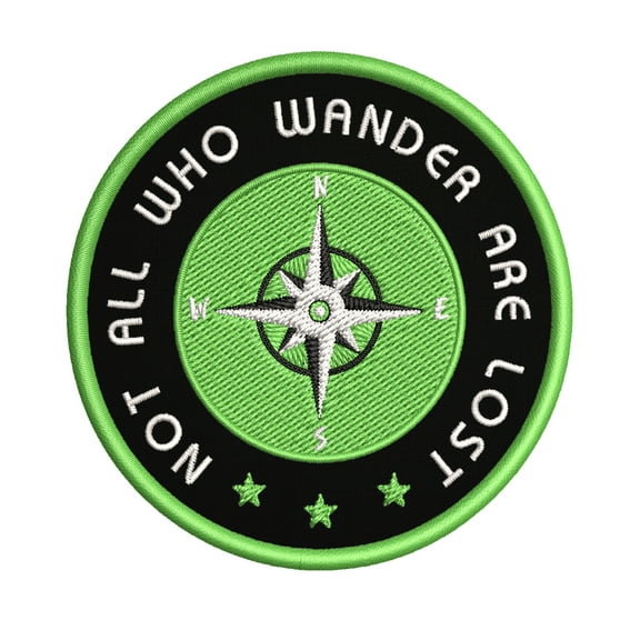 Not All Who Wander … Compass In Zombie Green 3.5 Inch Iron Or Sew On Embroidered Fabric Badge Patch National Parks Iconic Series