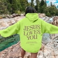 thumbnail image 2 of Luwomo Womens' Leisure Sweatshirts Long Sleeve Letter Graphic Hooded Loose Fit Pullover Tops Mint Green,M, 2 of 5
