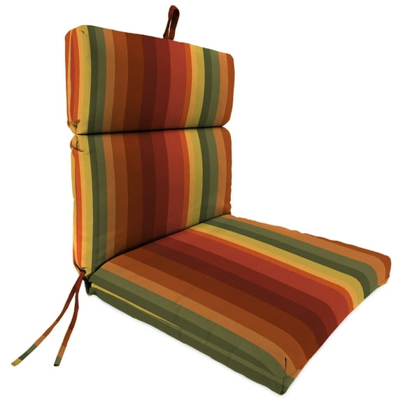 Jordan Manufacturing 44" x 22" Islip Cayenne Maroon Stripe Rectangular Outdoor Chair Cushion with Ties and Hanger Loop