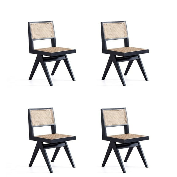 Manhattan Comfort Hamlet 17.72" Wood Dining Chair in Black (Set of 4)