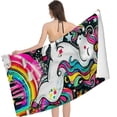 thumbnail image 2 of PHYHOO Beach Towel Bath Towel Unicorn ＆ Microfiber Towel Sand-Free Beach Towel Quick Dry Pool Towel Ultra Absorbent Towel Lightweight Shower Towel for Bathroom Outdoor Swimming 30x60in, 2 of 8