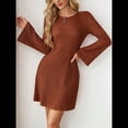 thumbnail image 4 of Vestido Minivestido Ajustado de Larga con Lazo y Espalda Descubierta para Mujer, Estilo Suéter, para Fiesta de Noche y Halloween. Marrón M, 4 of 10