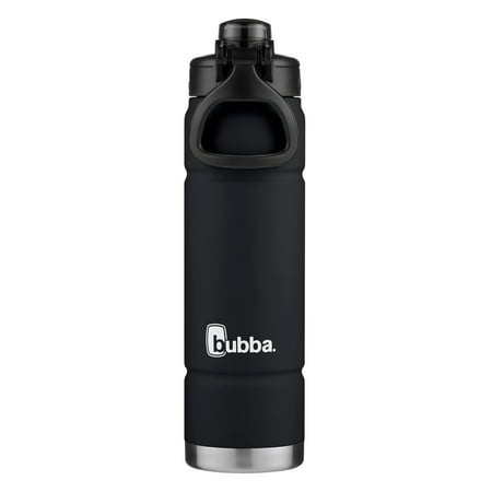 bubba Trailblazer Stainless Steel Water Bottle Push Button Lid Rubberized Black, 24 fl oz.