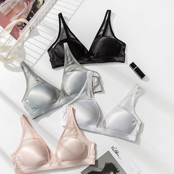 OULII 1Pcs Non Wired Silk Pink Comfort Bra for Women Daily Use