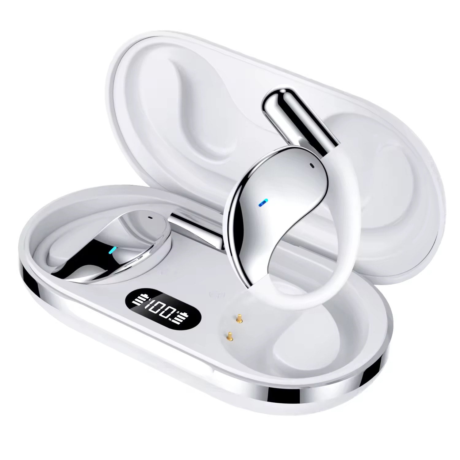 Wireless Earbuds with LED Charging Case, Bluetooth 5.0, Touch Control, Black and Silver (Black,White, Khaki)