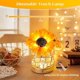 thumbnail image 2 of Lámpara de mesa de girasol LED regulable, con florero de vidrio artificial, lámpara inalámbrica recargable por USB, lámpara táctil para recámara, sala de estar, 2 of 5