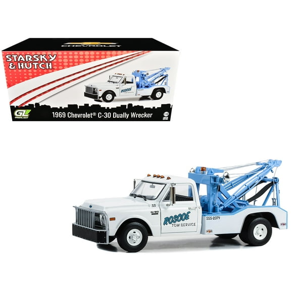 1969 Chevrolet C-30 Dually Wrecker Tow Truck White "Starsky and Hutch" (1975-1979) TV 1/18 Diecast Model Car by Greenlight
