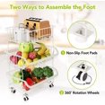 thumbnail image 6 of Fruit Vegetable Basket, ZXNYH 5 Tier Stackable Metal Wire Basket Cart with Rolling Wheels, Utility Rack for Kitchen, Pantry, Garage With 2 Free Baskets (Black), 6 of 7