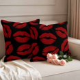 thumbnail image 2 of Red Lips Outdoor Waterproof Pillow Covers, Modern Abstract Romantic Texture Aesthetic Decorative Square Throw Pillowcase Sofa Cushion Sham for Patio/Couch/Chair, 24"x24" 2 Pack, 2 of 8