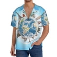 thumbnail image 3 of Naloa World Travel Men's Loose Fit Cuban Collar Short-Sleeve Shirt with Button-down and Chest Pocket for Everyday Wear Outings - 3X-Large, 3 of 7