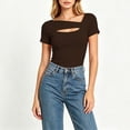 thumbnail image 5 of Posijego Going out Tops for Women Crewneck Short Sleeve Summer Slim Classic T-Shirts Trendy Casual Shirts for Women, 5 of 7
