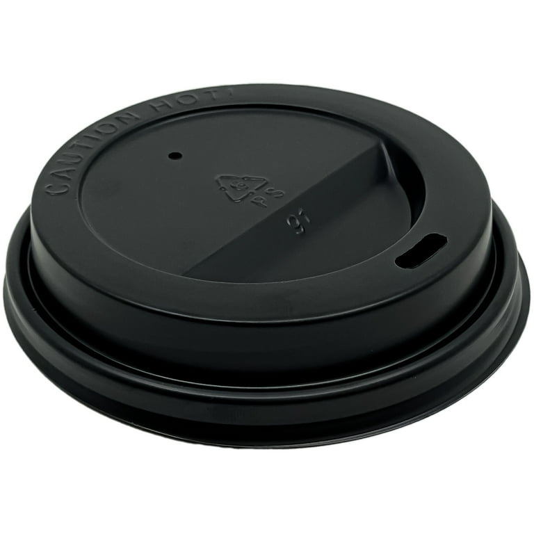 12 oz Black Insulated Soup Cup Clear Flat Lid