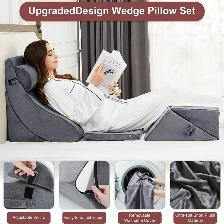 Wedge Pillow Adjustable Leg Bolster for Snoring Post Back Support