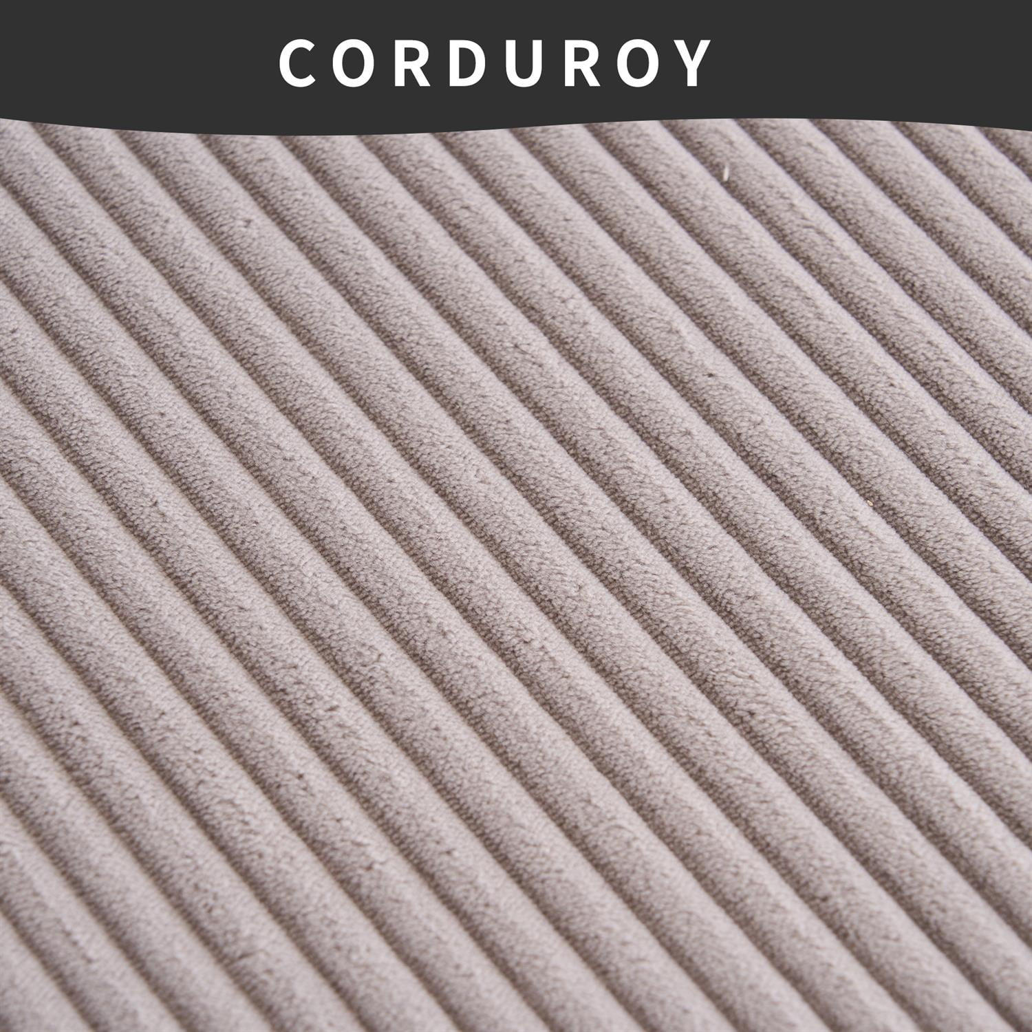 Demi Bonn 101" Corduroy Compression Sofa with Chaise Lounge, 3-Seater Couch with Full Sponge Cushion & 4 Pillows, Ideal for Living Room, Light Gray