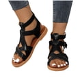 thumbnail image 4 of Miluxas Comfortable Sandals for Women Wide Width Ladies Fashion Summer Solid Color Leather Cover Flat Sandals Black 6.5(38), 4 of 9