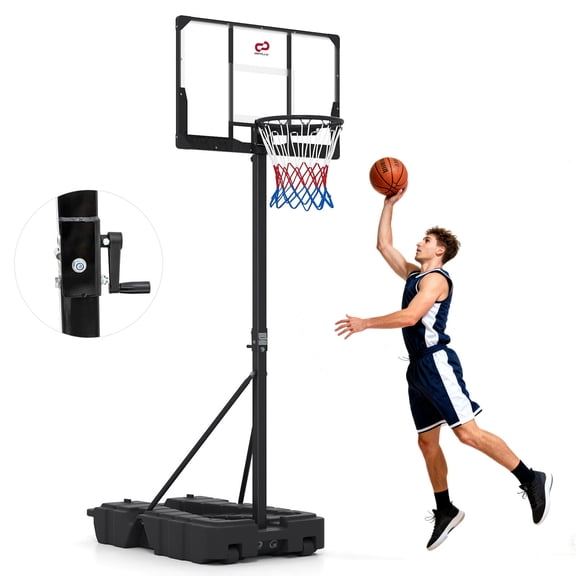 Costway 10 FT Foldable Basketball Hoop with Fillable Base, Wheels & Shatterproof Backboard