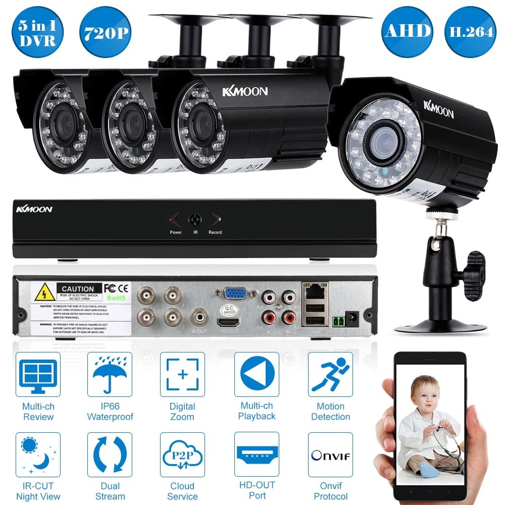 KKmoon 4CH 1080P Hybrid NVR AHD TVI CVI DVR Surveillance Security