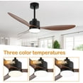thumbnail image 3 of 52 Inch Ceiling Fans with Lights and Remote, Modern Ceiling Fan with Reversible DC Motor, 3 Blades and 3 Color Temperature LED Light Fandelier for Bedroom Living Room(Black & Brown), 3 of 17