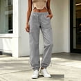 thumbnail image 2 of Tqcoqu Cargo Pants for Women Baggy - Drawstring Elastic Waist Multi-Pocket Cargo Pants with Ankle Ties Y2K Festival Outfits Hiking Camping,Gray Women's S-XXXXXL, 2 of 8