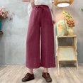 thumbnail image 2 of ABATAB Cotton Linen Pants for Women Wide Leg Drawstring Palazzo Trousers Beach Casual Vacation Summer Outfits with Pockets, 2 of 6