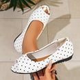 thumbnail image 5 of Gpaecead Women's Polka Dot Flats Peep Toe Vintage Slip On Cushioned Insole Non Slip Shoes For Commute And Casual, C-White, 5 of 8