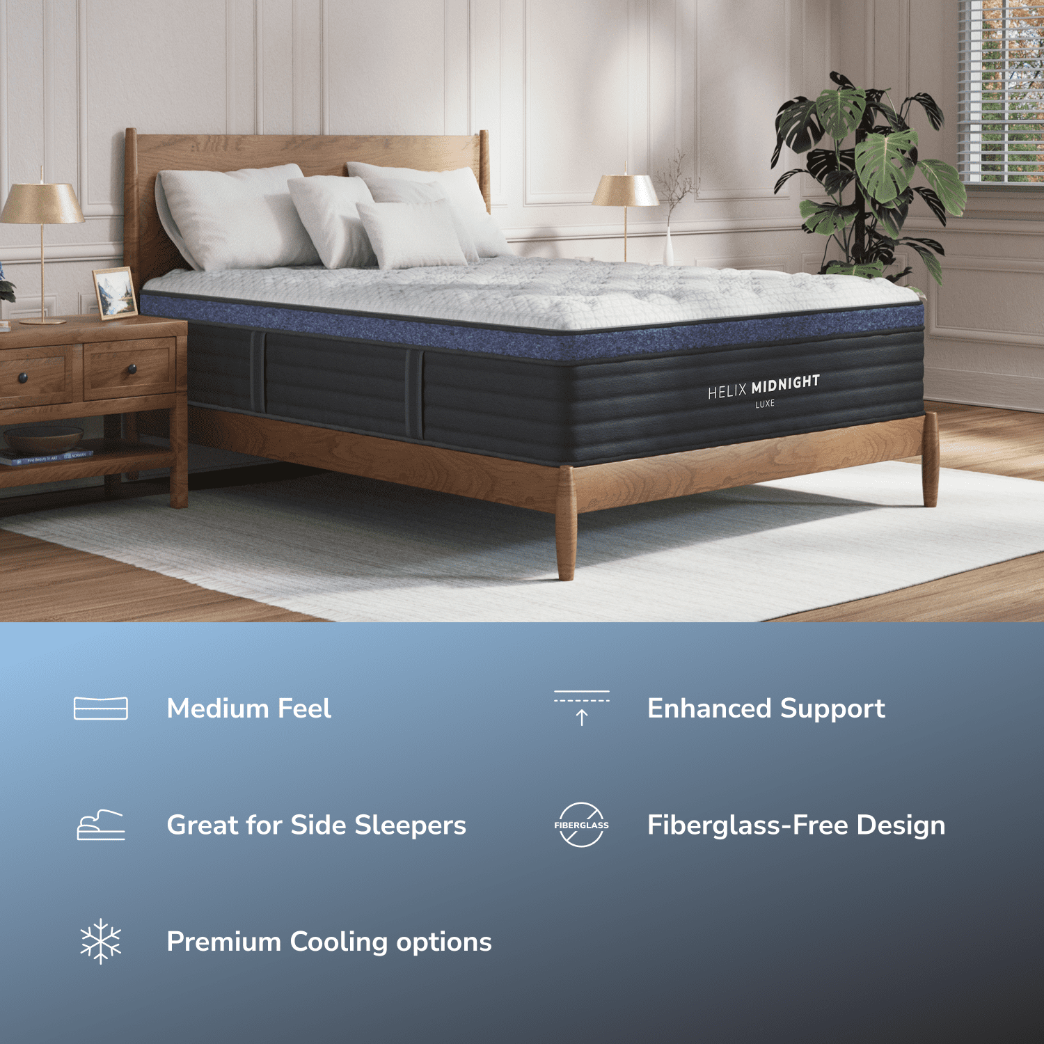 Helix Midnight Luxe with GlacioTex Cooling Medium Mattress, Twin XL