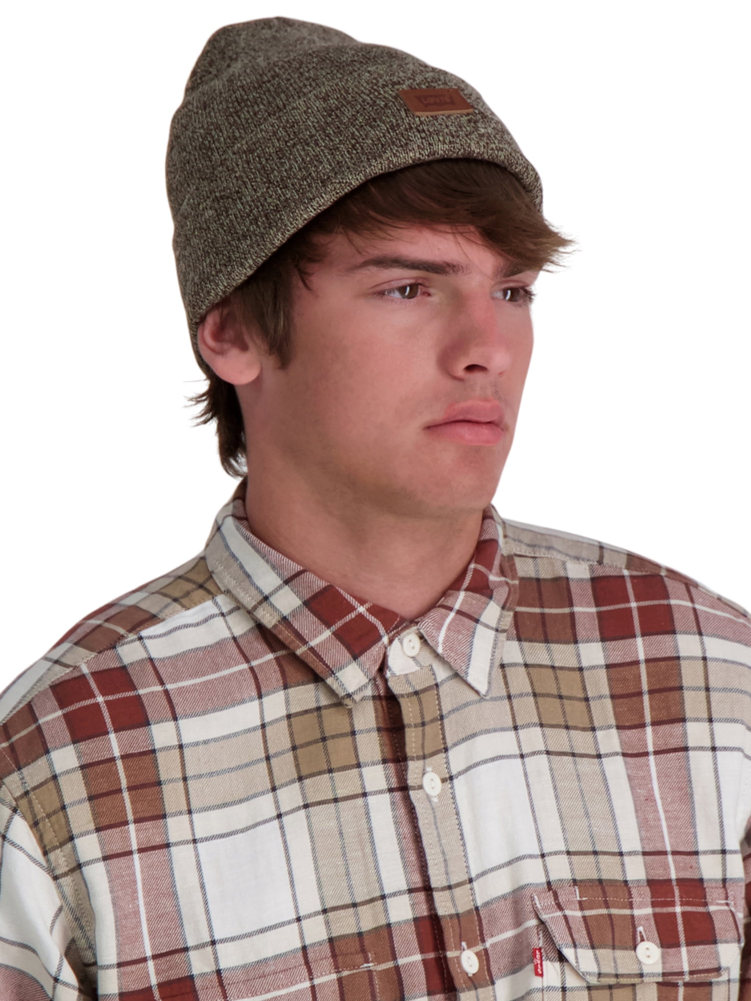 Levi's Men's All Season Leather Logo Patch Beanie Hat
