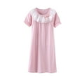thumbnail image 2 of YTDSCS 3-14 Years Girls Short-Sleeved Nightgowns Summer Soft Cotton Pajama Sleep Dress for Toddler Kids Lace Summer Robe, 2 of 8