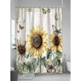 thumbnail image 5 of Shower Curtain Yellow Sunflower Shower Curtains for Bathroom, Waterproof Polyester Shower Curtain Set with Hooks, Standard Size 72" x 72" Retro Flower Butterfly, 5 of 6
