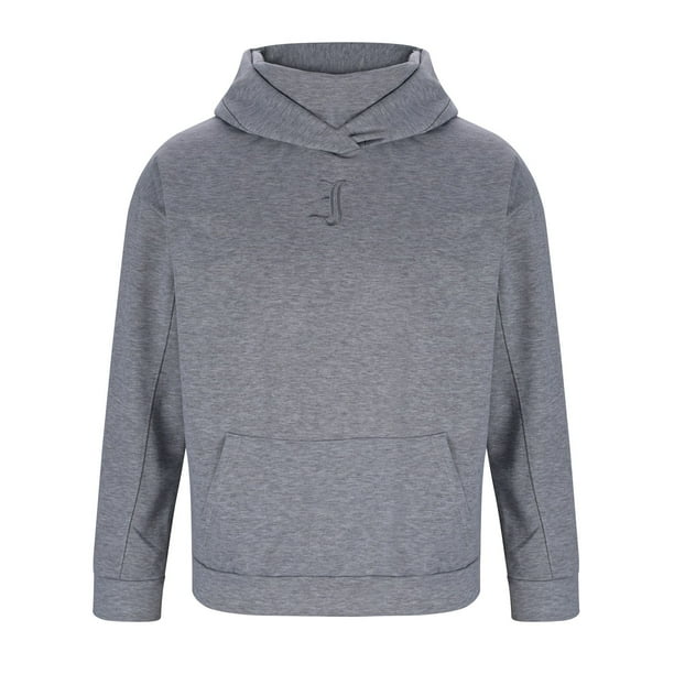 Sudadera con capucha para hombre, de color liso, de manga larga, con bolsillo y cuello alto, de poliéster.