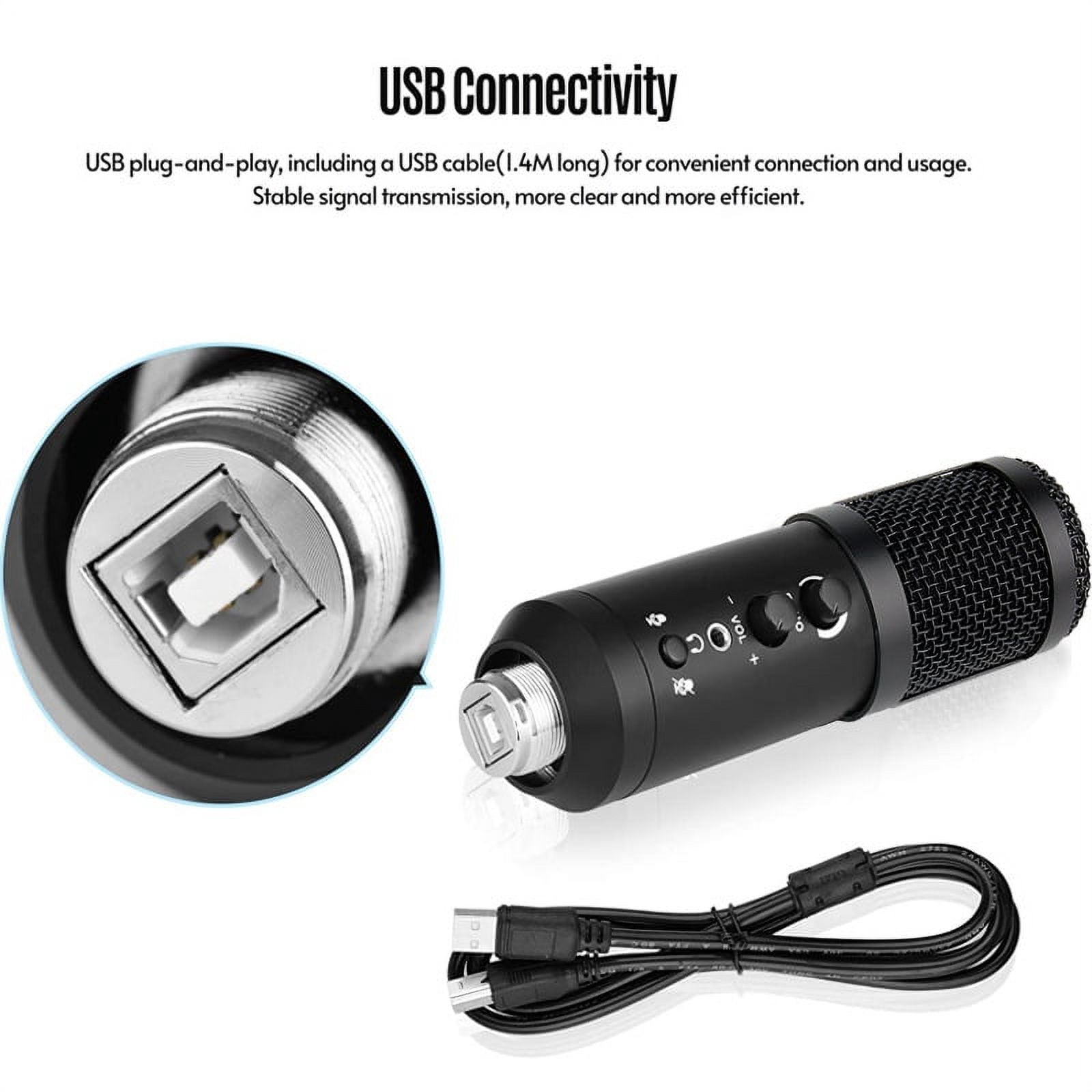 PENGXIANG USB Microphone for Computer, Professional Studio Cardioid Condenser Mic Kit Compatible with Mac PC Laptop for Skype YouTube Teaching Gaming Recording
