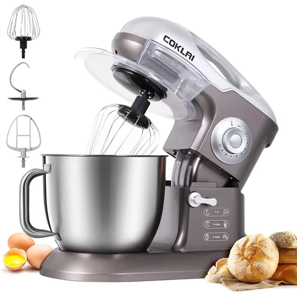 CUSIMAX 7.3QT Electric Stand Mixer , 10-Speed Electric Food Mixer with Stainless Steel Bowl, Dough Hook, Beater & Whisk for Most Home Cooks,Gray
