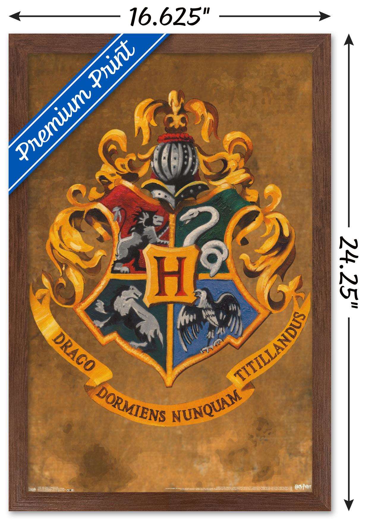 The Wizarding World: Harry Potter - Hogwarts Crest Wall Poster, 14.725" x 22.375", Framed