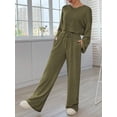 thumbnail image 3 of KelaJuan Women’s Two Piece Outfits Set Long Sleeve Ribbed Knit Crop Tops and Drawstring Pants Set Loungewear, 3 of 6