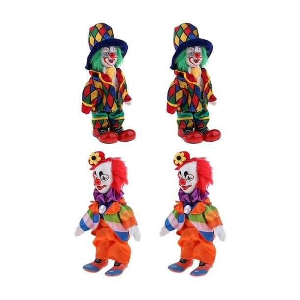 Modelo de muñeco payaso para decoración, adorno, recuerdos de fiesta infantiles, coleccionable, 18 cm 4 piezas rojo naranja