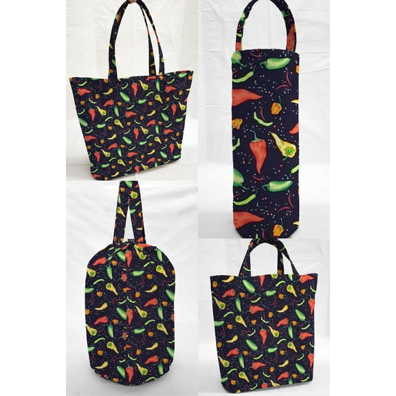 Hot Peppers Reusable Fabric Gift Bags and/or Tote Bags (Drawstring Tote)