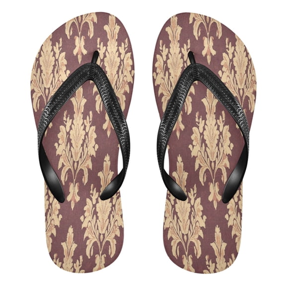 YAZAOOSummer Flip Flops Creatively Regal Crimson Damask Simple Beach Sandals