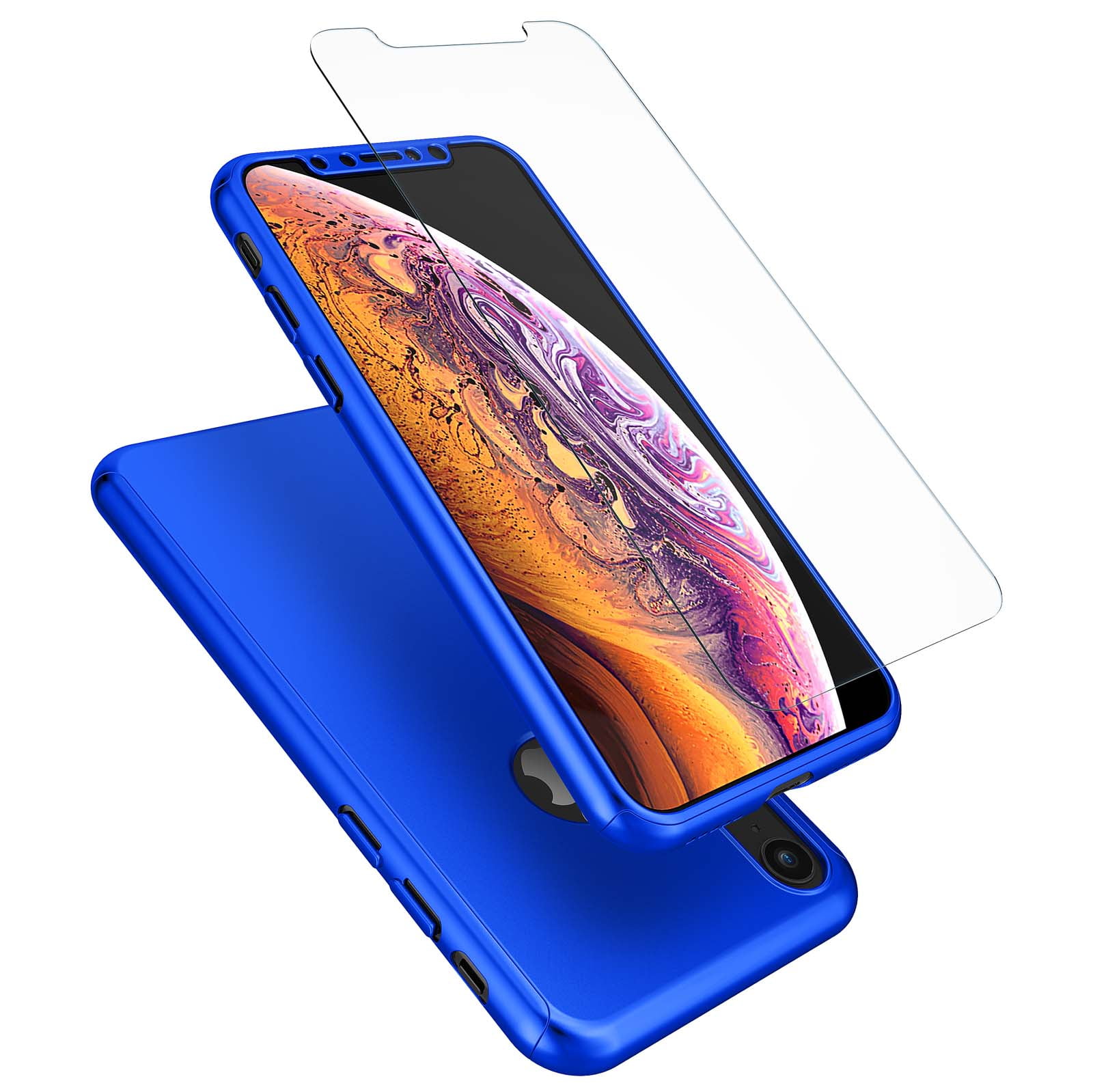 iPhone XR Case, iPhone XR Screen Protector, Tekcoo [T360] [Blue] Ultra