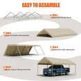 thumbnail image 4 of Walsunny Carport 10 x 20 ft Heavy Duty Carport Car Canopy with Powder-Coated Steel Frame, Portable Garage for Car, Boat, Shelter Party Tent with 180g PE Tarp, 4 of 9