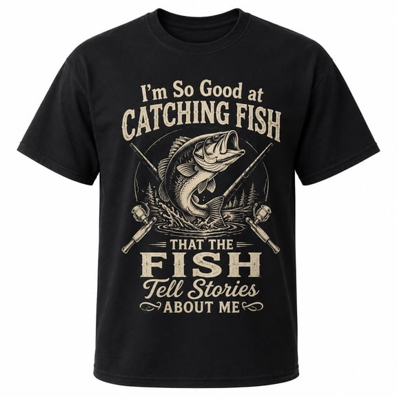 Funny Fishing T-Shirt, So Good the Fish Tell Stories About Me Bass Graphic Tee, Unisex Fit